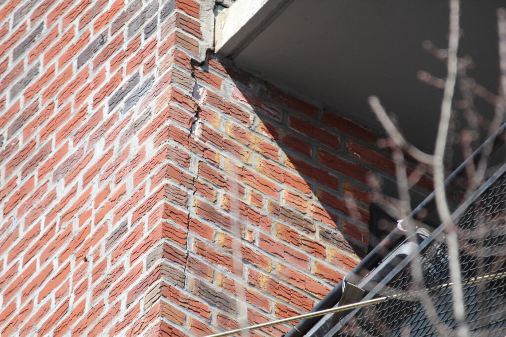 Cracked brickwork